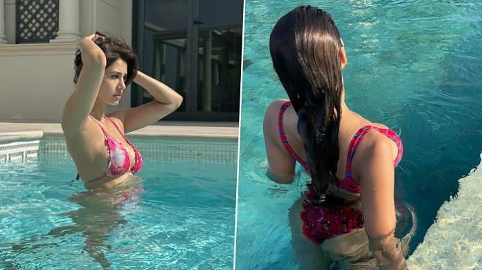 Disha Patani enters the pool wearing a bikini, fans are left breathless